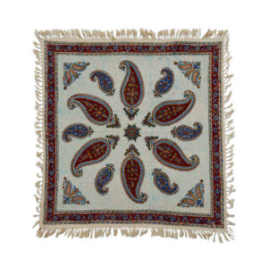 Perzisch Tafelkleed Kalamkari – Handgemaakte Blokdruk uit Isfahan – Paisley Crème