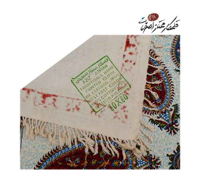 Perzisch Tafelkleed Kalamkari – Handgemaakte Blokdruk uit Isfahan – Paisley Crème