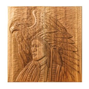 Houten gesneden backgammonbord, luxe & handgemaakt met Indiaan en adelaar