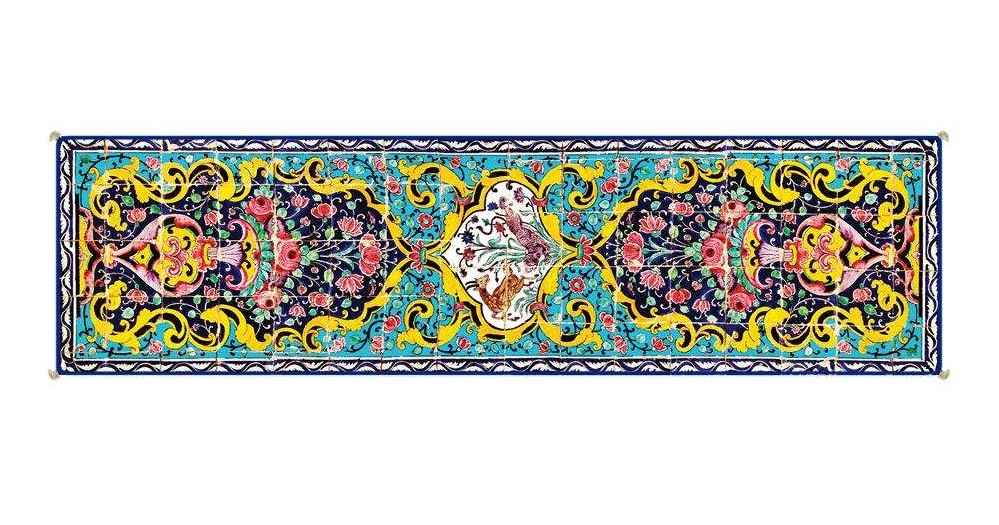 Perzische Fluwelen Tafelloper Homa R-138 – Turkoois Elegance