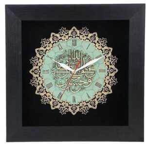 Islamitische decoratieve klok met houtinleg Vierteen Onfeilbaren patroon