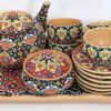 Handgemaakte Perzische keramische thee- & koffieset – Minakari geëmailleerd