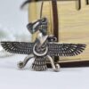 Perzische zilveren hanger minimalistisch Zoroastrisch symbool Faravahar