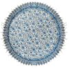 Perzisch Tafelkleed Kalamkari - Handgemaakte Blokdruk Isfahan - Bloemen Blauw