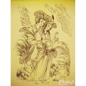 Originele Perzische Miniatuur Kunstschilderij: Gouache en Aquarel – Layla en Majnun