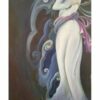 Origineel Perzisch miniatuurkunst schilderij: acryl op karton – Meisje en feniks