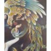 Origineel Perzisch miniatuurkunst schilderij: acryl op karton – Meisje en feniks