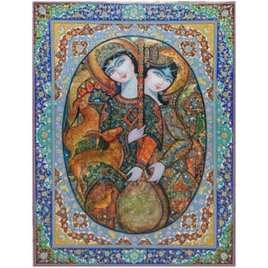Origineel Perzisch miniatuurkunst schilderij: aquarel en gouache – Layla en Majnun