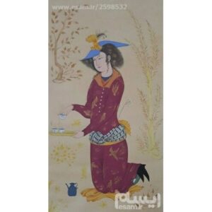 Origineel Perzisch Safavidisch kunstschilderij: aquarel op karton – Geliefde