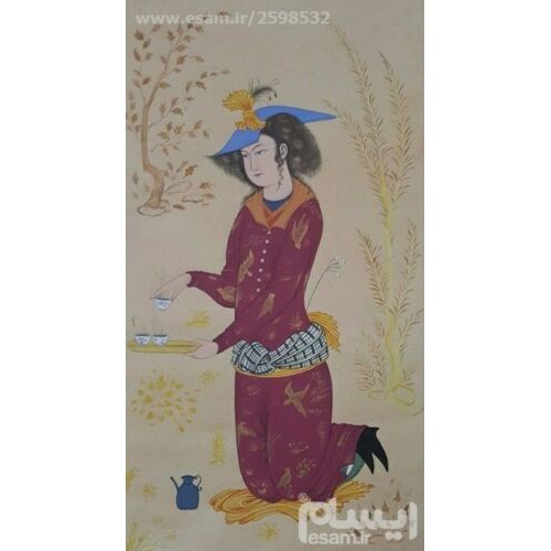 Origineel Perzisch Safavidisch kunstschilderij: aquarel op karton – Geliefde