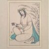 Set van 5 Originele Safavidische Schilderijen – Aquarel & Gouache op Karton