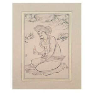 Set van 5 Originele Safavidische Schilderijen – Aquarel & Gouache op Karton