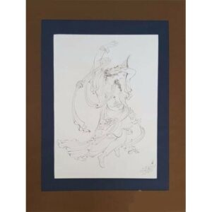 Origineel Perzisch miniatuurkunst schilderij: aquarel – Dans in de wind