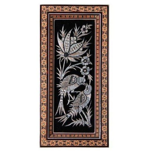Handgemaakte Ingelijste Perzische Gegraveerde Koperen Kunst Vogels – Traditionele Wanddecoratie