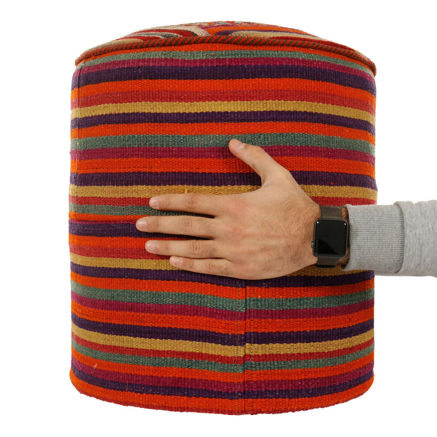 Authentieke Ottomaanse kilim poef, handgemaakt, oorsprong Iran