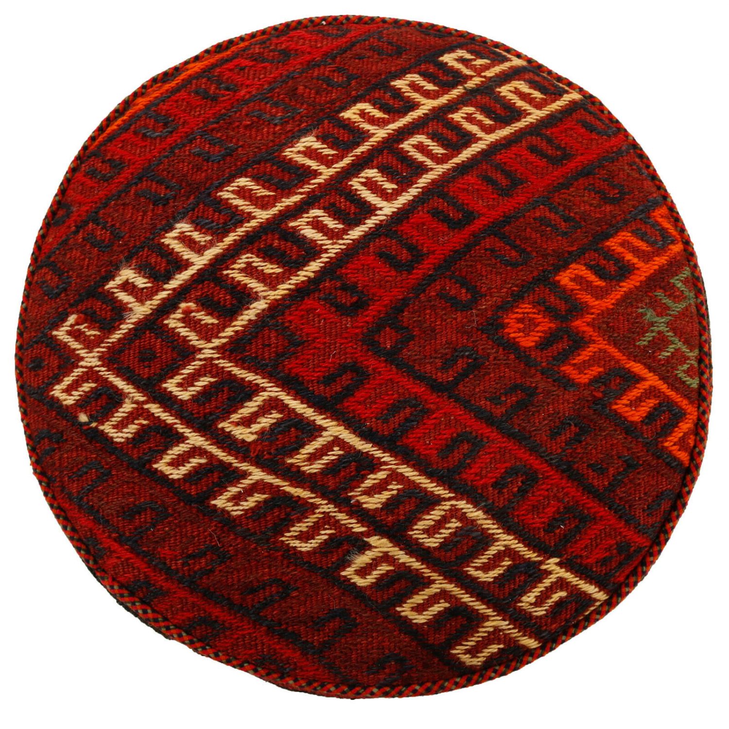 Authentieke Ottomaanse kilim poef van Iraanse oorsprong – Handgemaakt H105