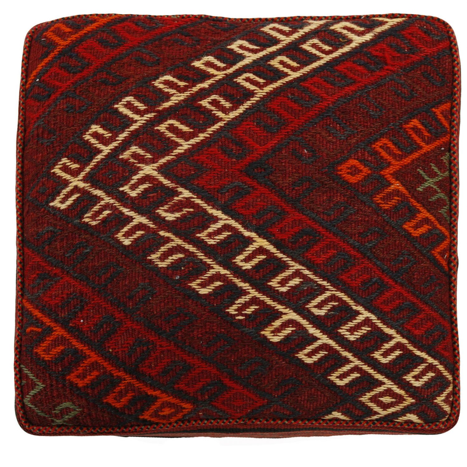 Authentieke Ottomaanse kilim poef van Iraanse oorsprong – Handgemaakt H101