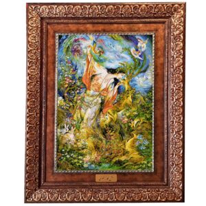 Perzisch wandtapijt uit Tabriz met miniatuurafbeelding 8KP