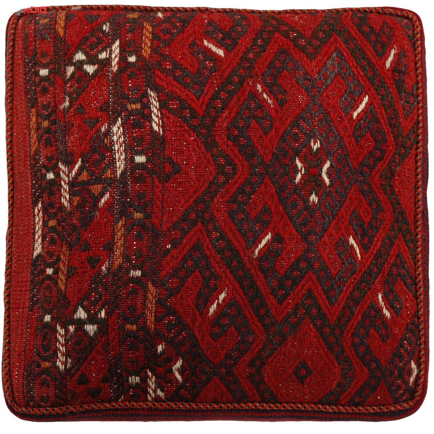 Authentieke Ottomaanse kilim poef van Iraanse oorsprong – Handgemaakt H100
