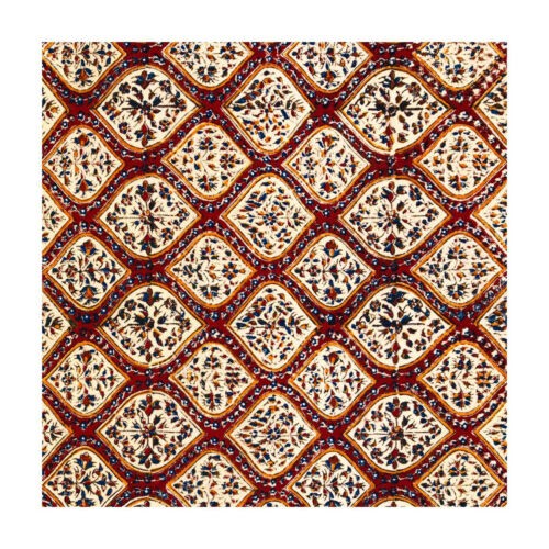 Perzische Tafelkleed: Traditionele Kalamkari Blokdruk uit Isfahan Bloemen