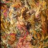 Handgeknoopte Perzische Wandtapijt uit Tabriz met Afbeelding van Booyeh Bahar Miniatuur
