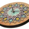 Handgemaakte Perzische Ingelegde Houten Wandklok met Bloemenpatroon