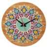 Handgemaakte Perzische Ingelegde Houten Wandklok met Bloemenpatroon