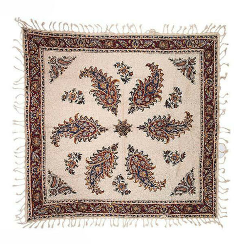 Perzisch Tafelkleed Isfahan Kalamkari — Handgemaakte Blokdruk Katoen — Model Atrian Klassiek