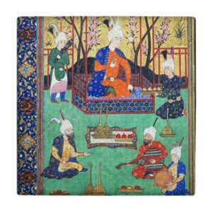 Decoratieve Perzische keramische tegel – Perzische miniatuur: Shahnameh inspiratie