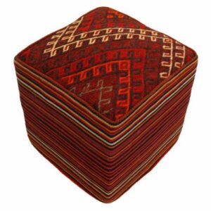 Authentieke Ottomaanse kilim poef van Iraanse oorsprong – Handgemaakt