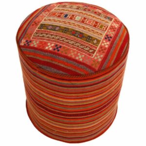 Authentieke Ottomaanse kilim poef van Iraanse oorsprong – Handgemaakt G2