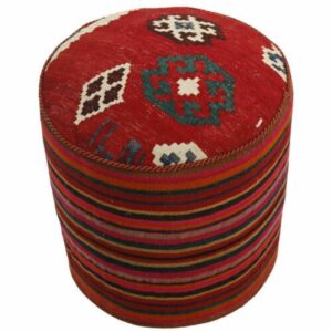Authentieke Ottomaanse kilim poef van Iraanse oorsprong – Handgemaakt H107