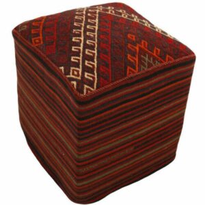 Authentieke Ottomaanse kilim poef van Iraanse oorsprong – Handgemaakt H101