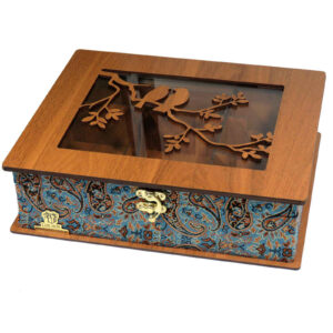 Houten thee-opbergdoos met vakken – Termeh-ontwerp LB63