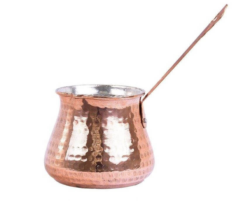 Premium Koperen Cezve – Authentieke Gehamerde Turkse Koffiepot, Almas Model
