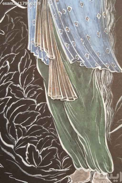 Origineel Perzisch miniatuurschilderij – gouache & aquarel “Meisje en oude man”