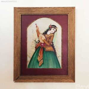 Origineel Perzisch Safavidisch kunstwerk – acryl op leer “Khatoon”