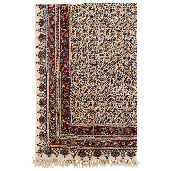 Perzisch Tafelkleed Isfahan Kalamkari — Handgemaakte Blokdruk Katoen — Model G164 Floral
