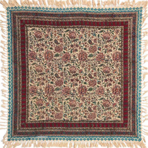 Perzisch Tafelkleed Isfahan Kalamkari — Handgemaakte Blokdruk Katoen — Model G112 Cream