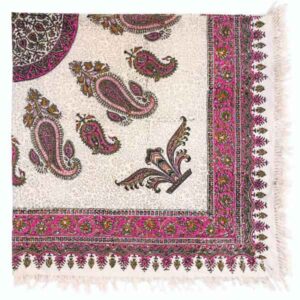 Perzisch Tafelkleed Kalamkari – Handgemaakte Blokdruk Isfahan – Paisley Roze