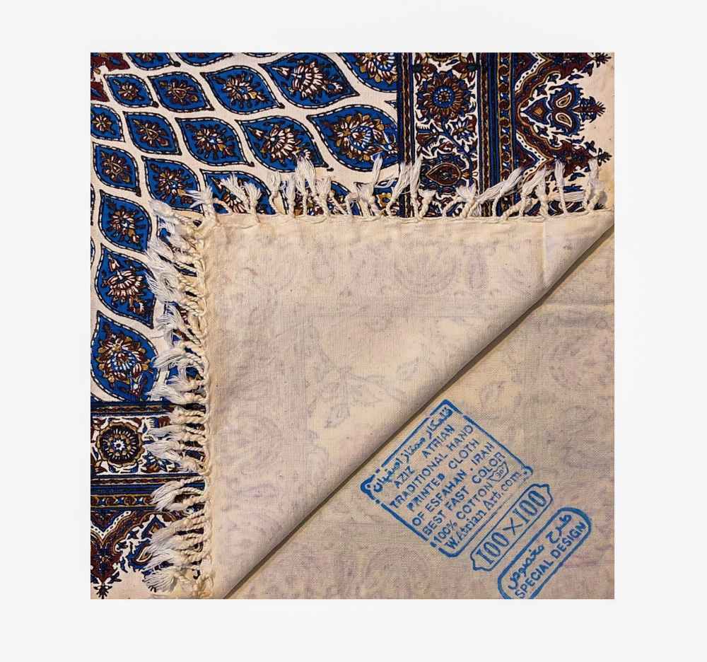 Perzisch Tafelkleed Isfahan Kalamkari — Handgemaakte Blokdruk Katoen — Model G127 Lila