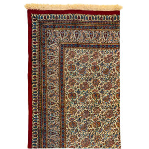 Perzisch Tafelkleed Kalamkari – Handgemaakte Blokdruk Isfahan – Bloemen Crème G284
