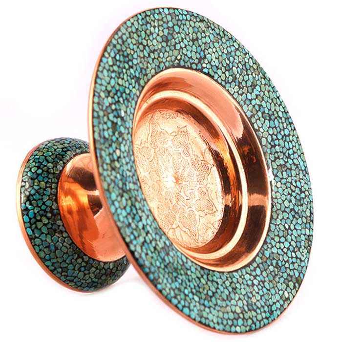 Perzische snoepschaal met turquoise inleg, model Goharan