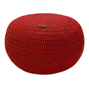 Ronde Gebreide Poef – Modern Katoen – Rood