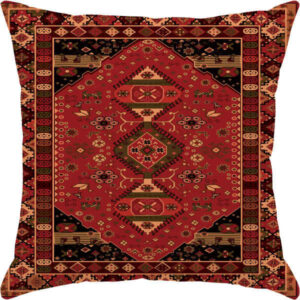 Bohemien fluwelen vloerkussen geïnspireerd op Perzische elegantie, rood