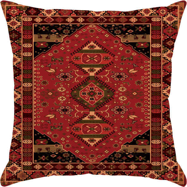 Bohemien fluwelen vloerkussen geïnspireerd op Perzische elegantie, rood