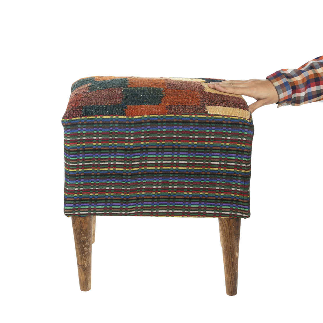 Authentieke kilim voetenbank, herkomst Iran, handgemaakt 98001