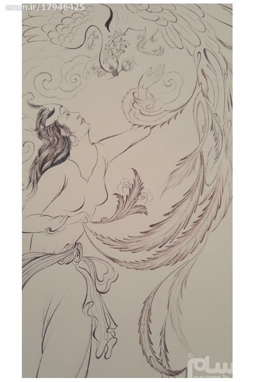 Origineel Perzisch miniatuurkunstschilderij: aquarel – verlangen naar liefde