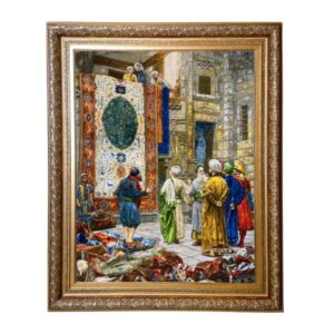 Handgeknoopt Perzisch picturaal tapijt uit Tabriz met de Caïro-bazaar