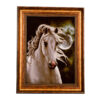 Handgeknoopt Perzisch picturaal tapijt uit Tabriz met een wit paard